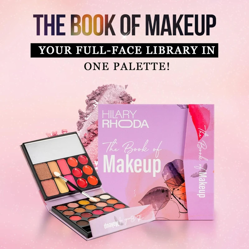 Hilary Rhoda The Book of Makeup | 20 Eyeshadows | 2 Highlighters | 2 Blushes | 2 Contours | 6 Cream Lip Glosses | Dual Ended Brush | Long Lasting | Blends Easily- 23.4g (Shade 1) - Thumbnail 3